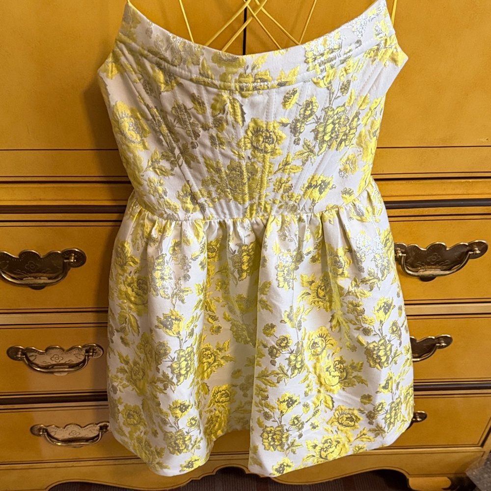 Alice + Olivia White and Yellow Floral Mini Dress